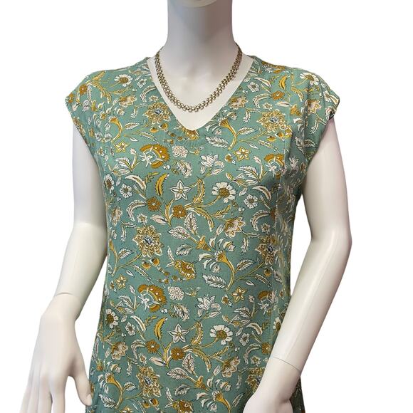 Pure Jill Printed V-neck Maxi Floral Boho Lagenlook Dress Size S - Picture 7 of 11